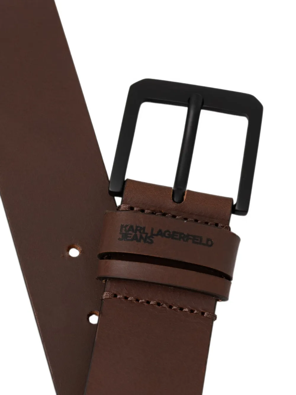 Karl Lagerfeld Jeans Leren riem met logoprint Bruin