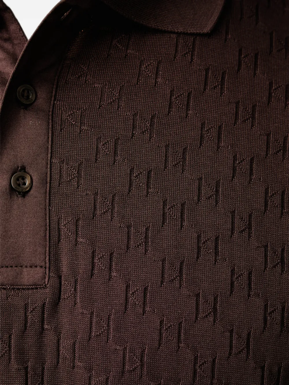 Karl Lagerfeld Poloshirt met monogram en lange mouwen Bruin