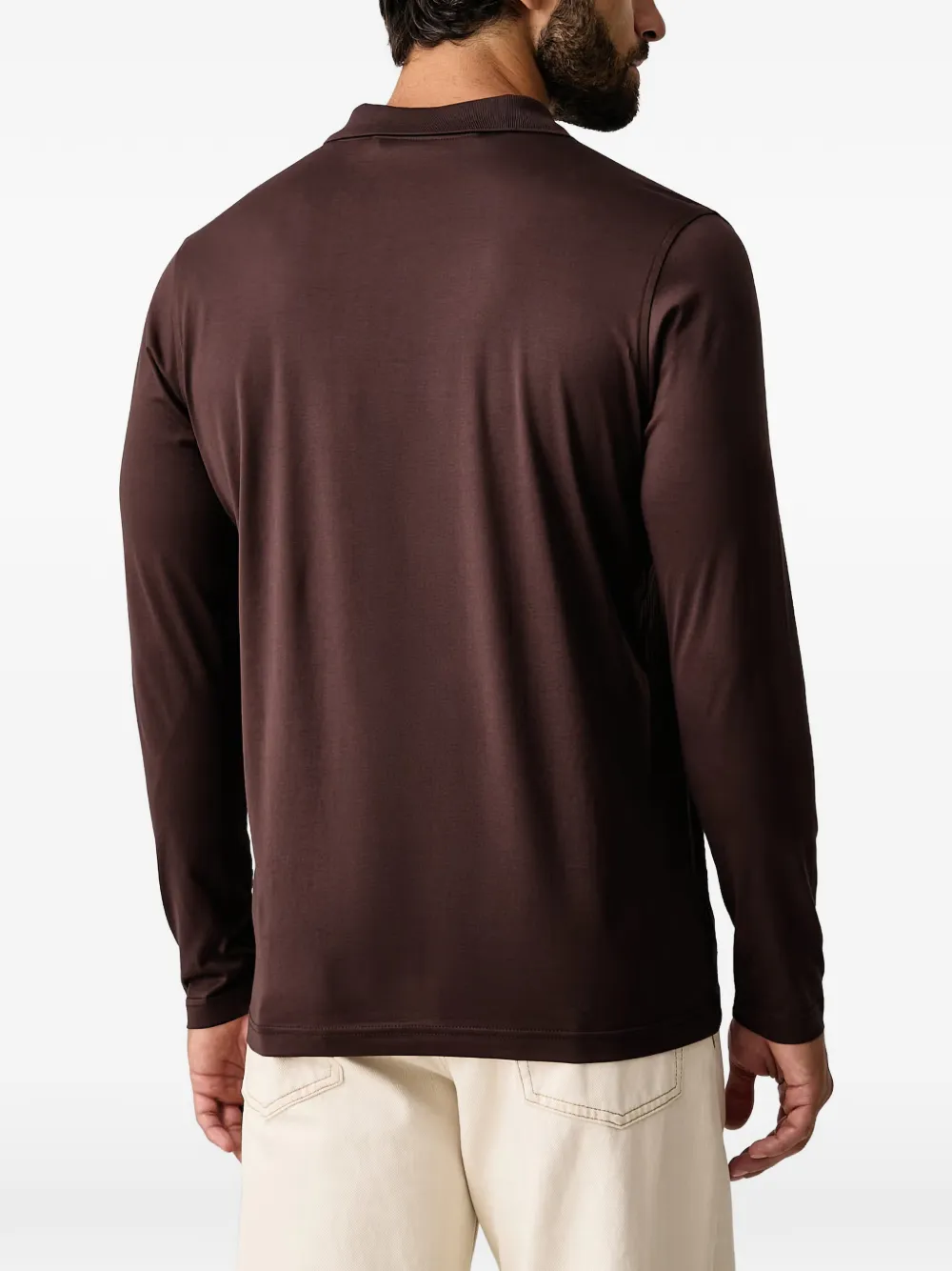 Karl Lagerfeld Poloshirt met monogram en lange mouwen Bruin
