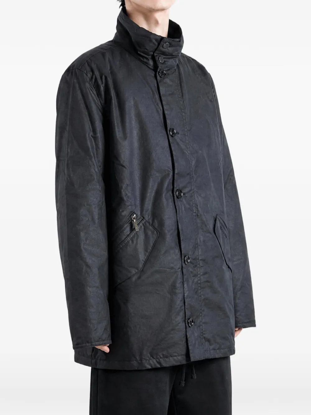 Barbour Powell jack van gewaxt katoen met hoge hals Blauw