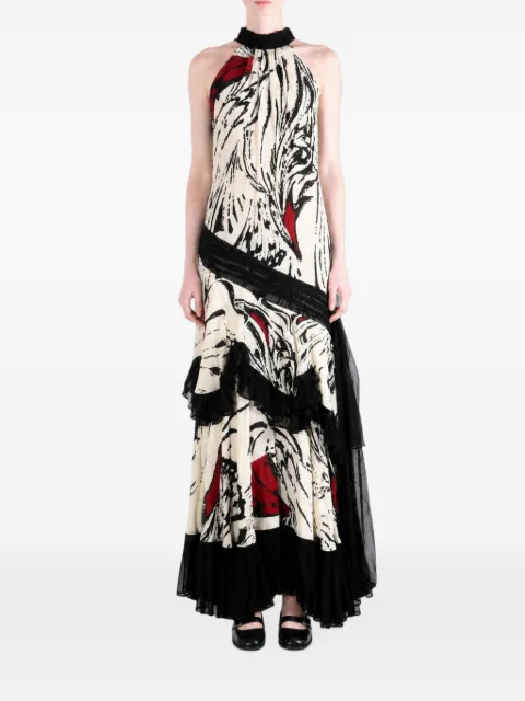 YANGKEHAN floral-print ruffled maxi dress