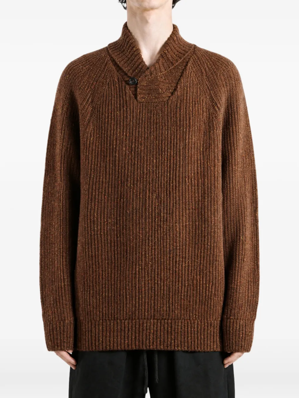 Barbour Geribbelde trui met sjaalkraag Bruin