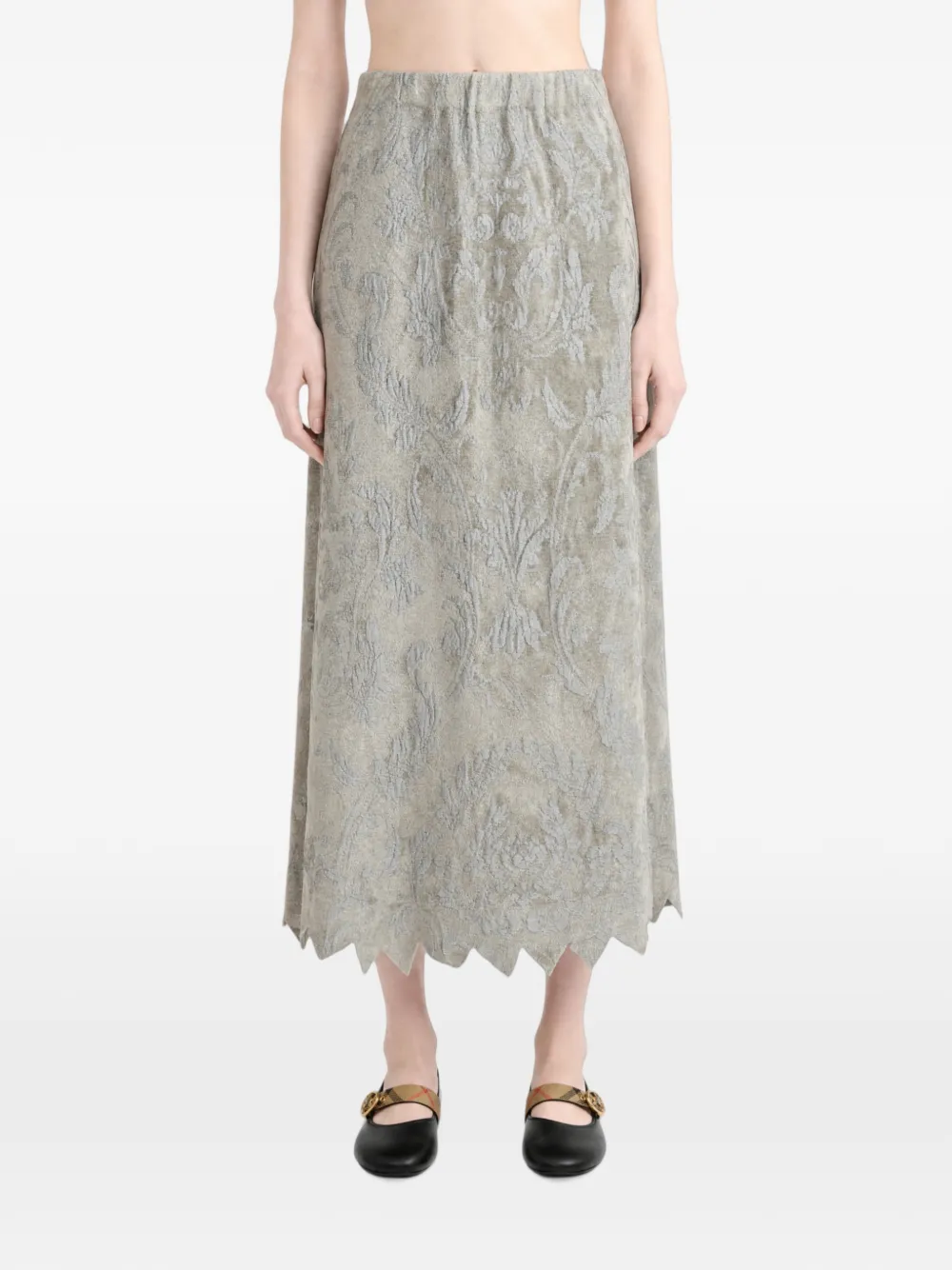 Julie Kegels Zigzag damask-patterned midi skirt