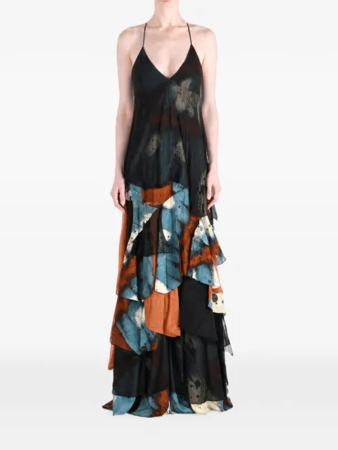 YANGKEHAN floral-print tiered maxi dress