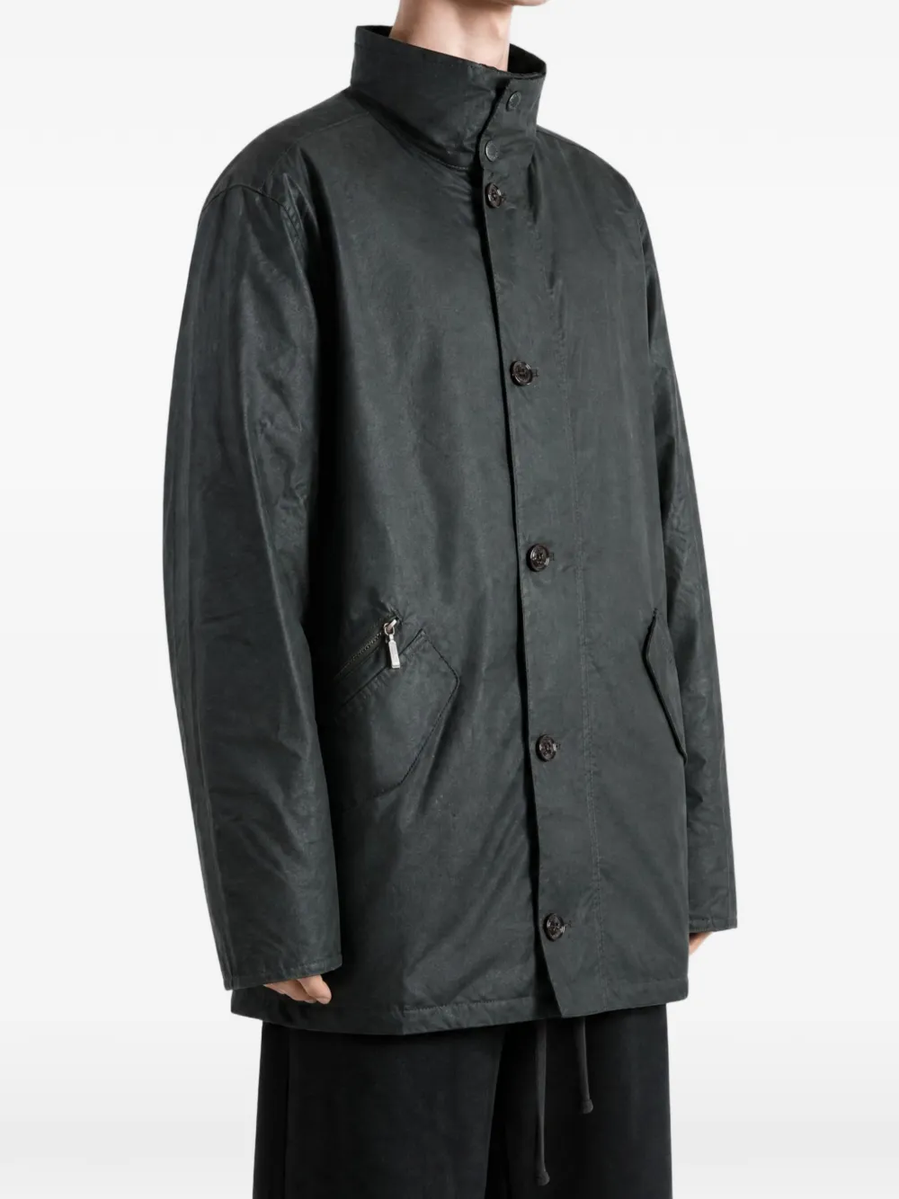 Barbour Powell gewaxt jack met hoge hals Groen