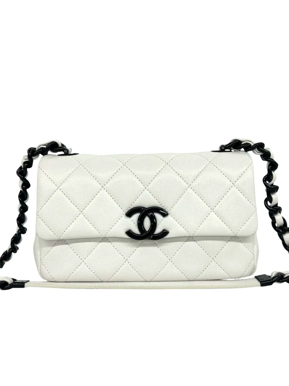 CHANEL Pre-Owned 2020-2026 Small Quilted Caviar My Everything Flap crossbody bag - Bianco