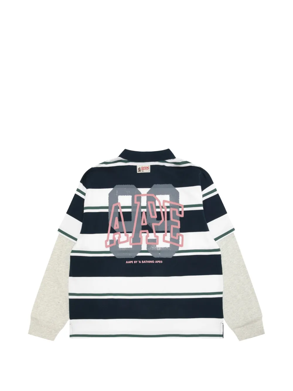 AAPE BY *A BATHING APE Moonface gestreept poloshirt met gelaagde mouwen Blauw