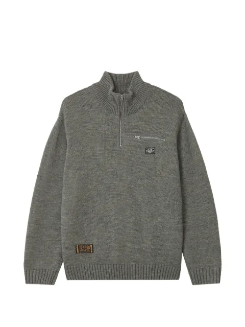 izzue quarter-zip logo-patch sweater
