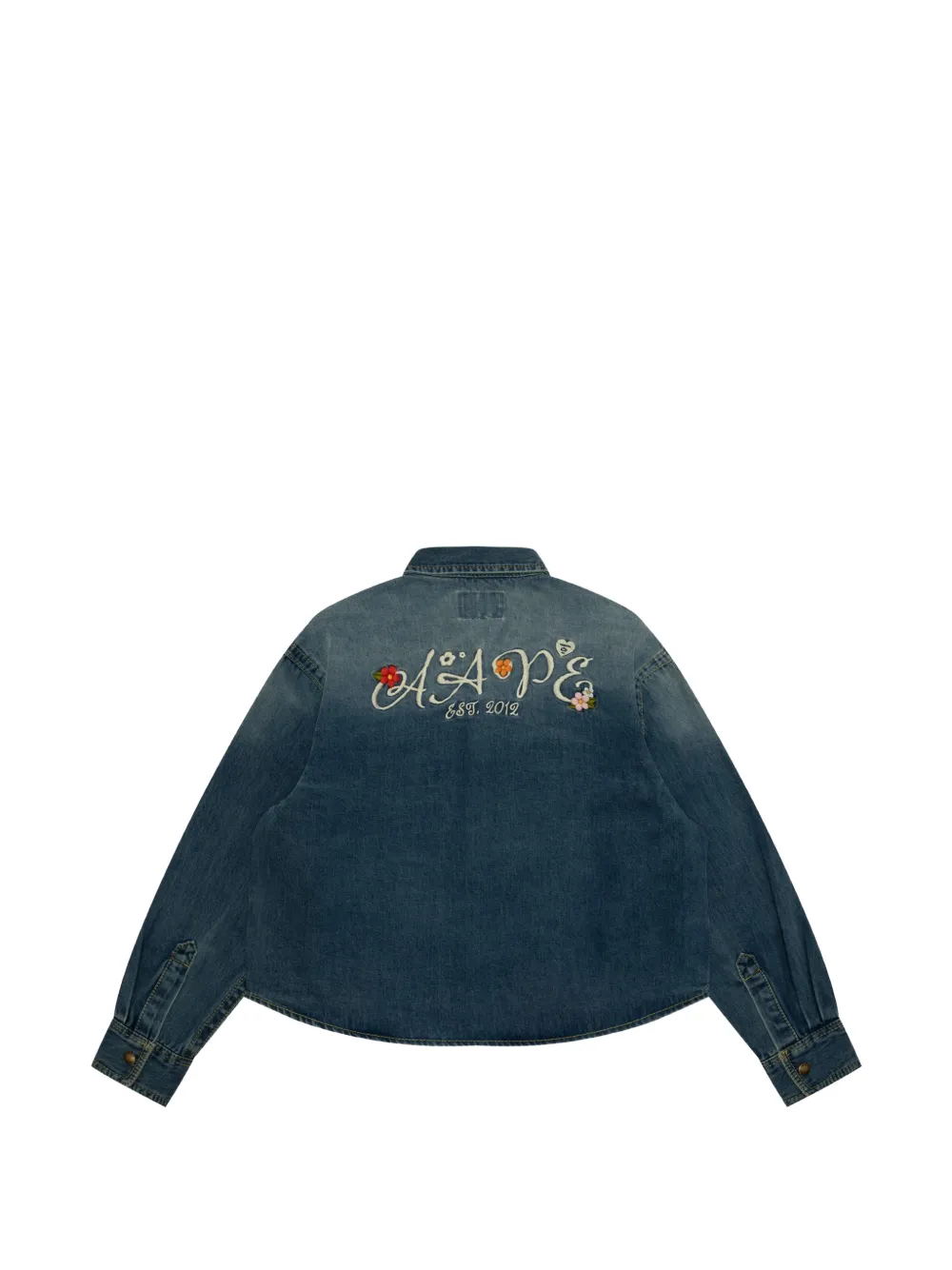 AAPE BY *A BATHING APE embroidered-logo denim shirt Blauw