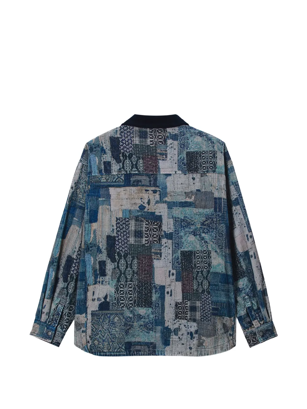 Musium Div. Ribfluwelen jack met patchwork Blauw