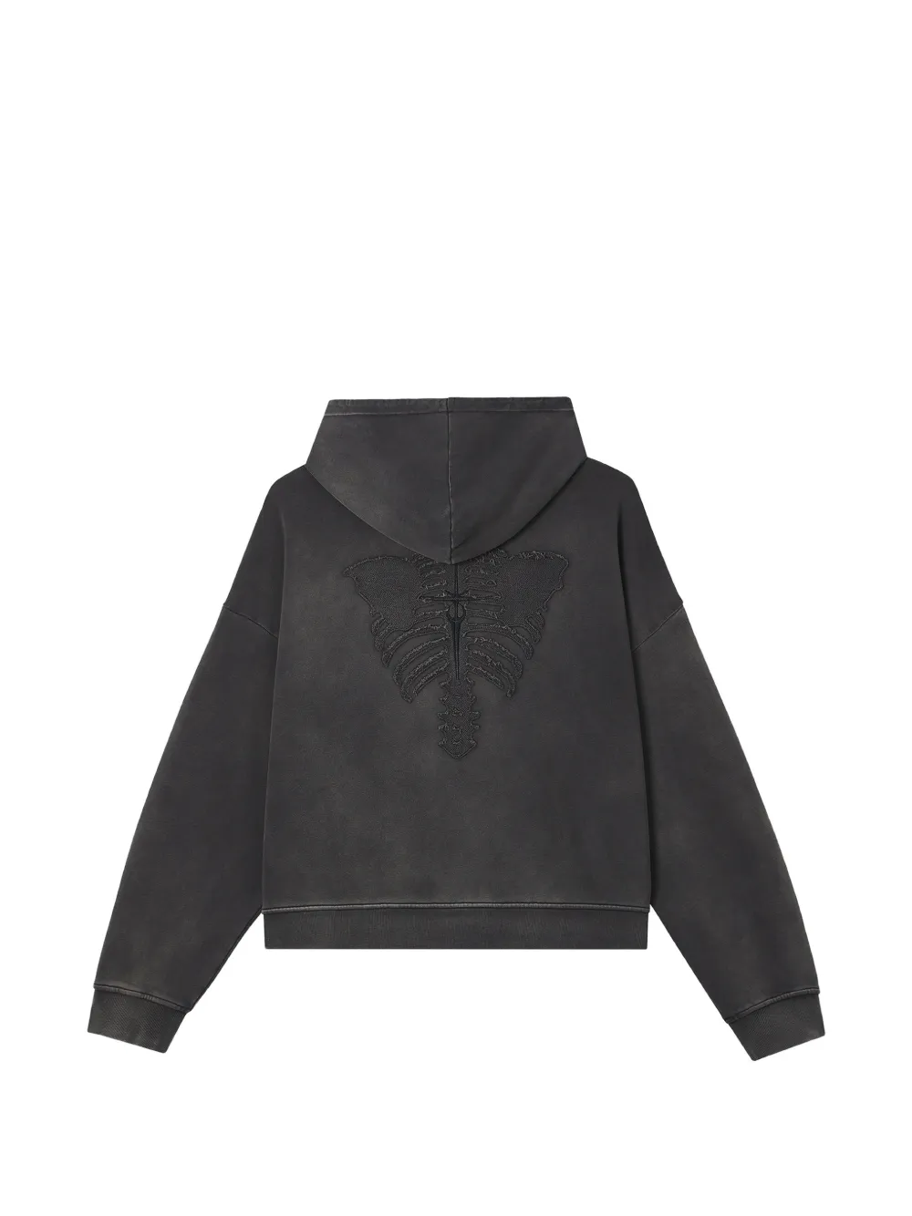 FIVE CM skeleton-embroidered washed hoodie Zwart