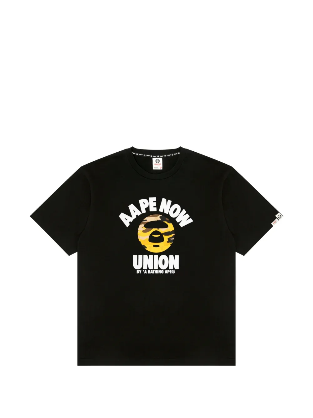 AAPE BY *A BATHING APE® 문페이스 로고 프린트 티셔츠 | 블랙 | Image 1
