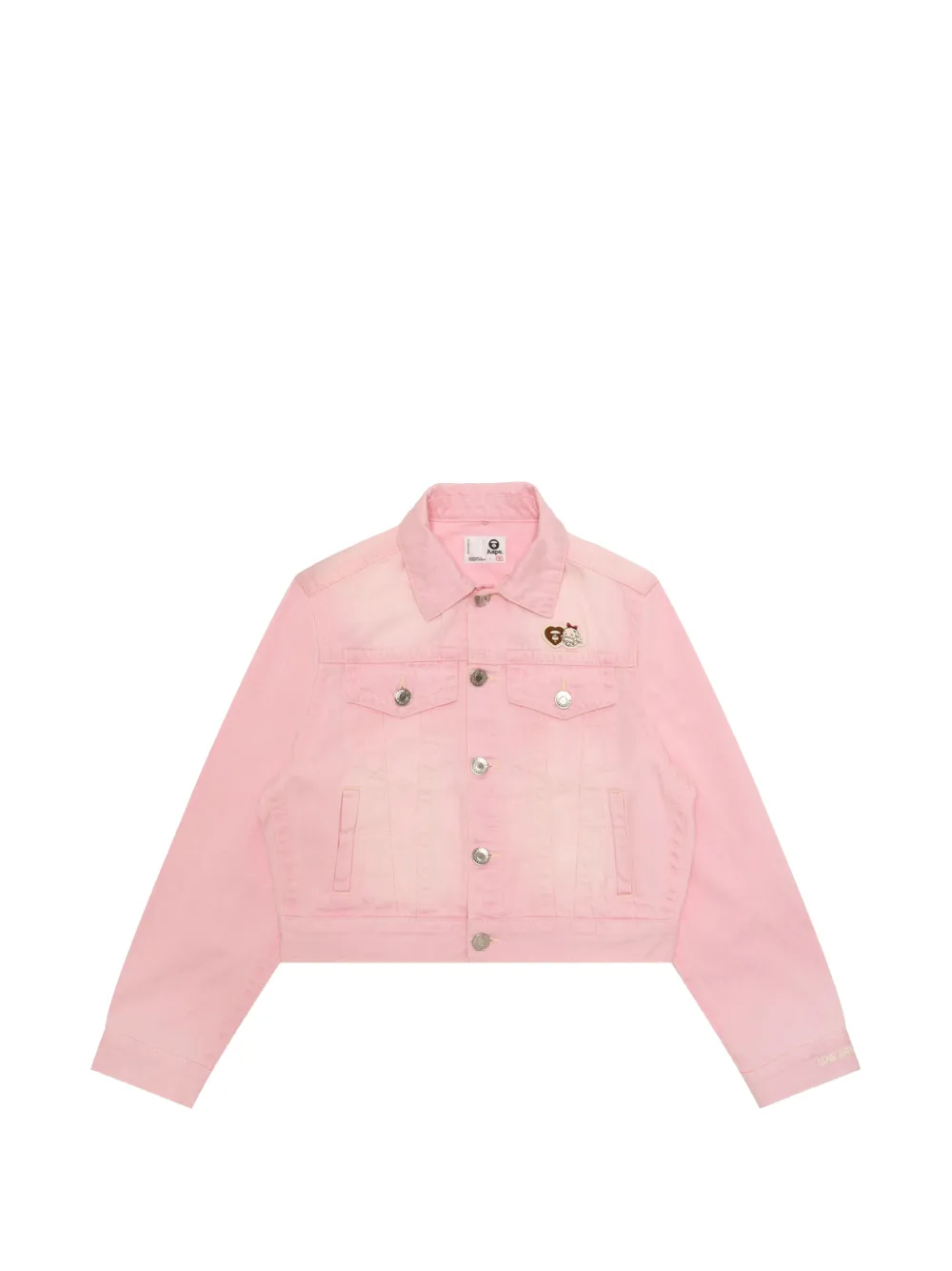 AAPE BY *A BATHING APE Denim jack met afwerking van imitatiebont en patch Roze