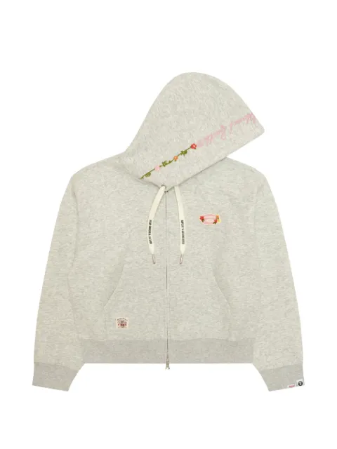 AAPE BY *A BATHING APE® logo-patch floral-embroidered hoodie