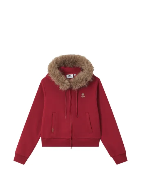 CHOCOOLATE hoodie con cierre y ribete de pelo artificial