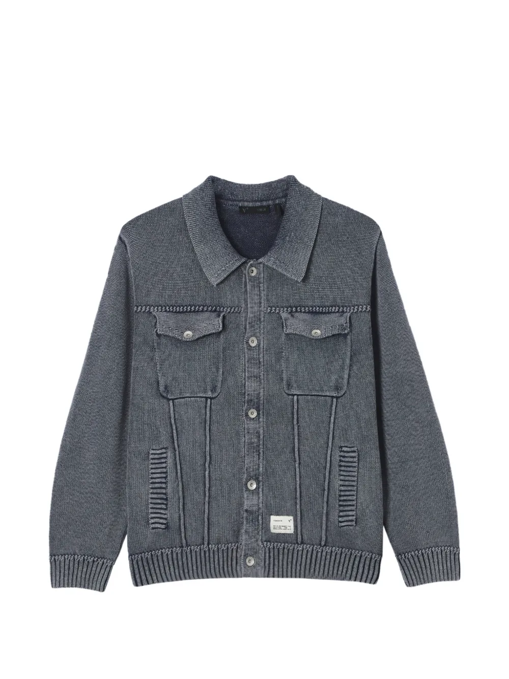 Five Cm Button-up Panelled Cardigan In Grey