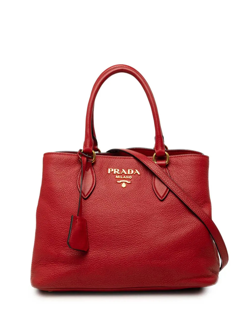 Prada Pre-Owned 2010-2026 Vitello Daino Open Convertible Tote satchel - Rosso
