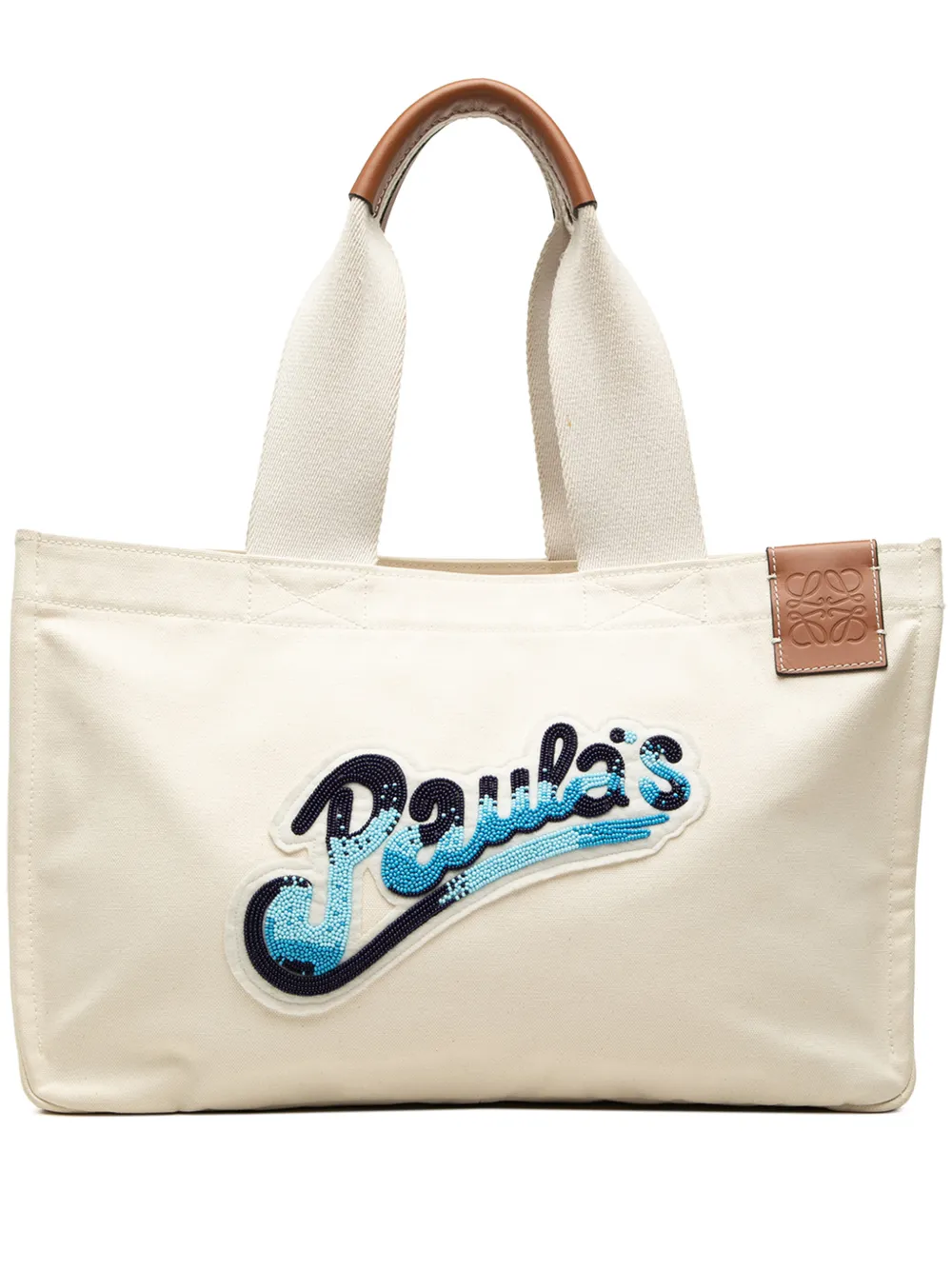 Loewe Pre-Owned 2020 Paulas Ibiza Canvas Beach Cabas tote bag - Bianco