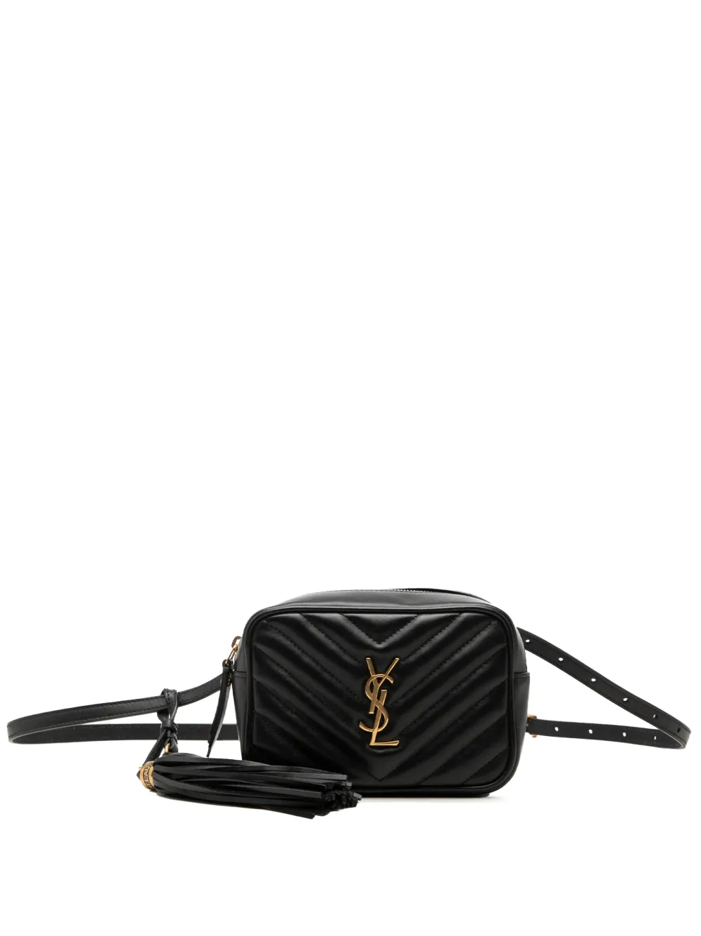 Saint Laurent Pre-Owned sac banane monogrammé Chevron Calfskin Lou (2018) - Noir