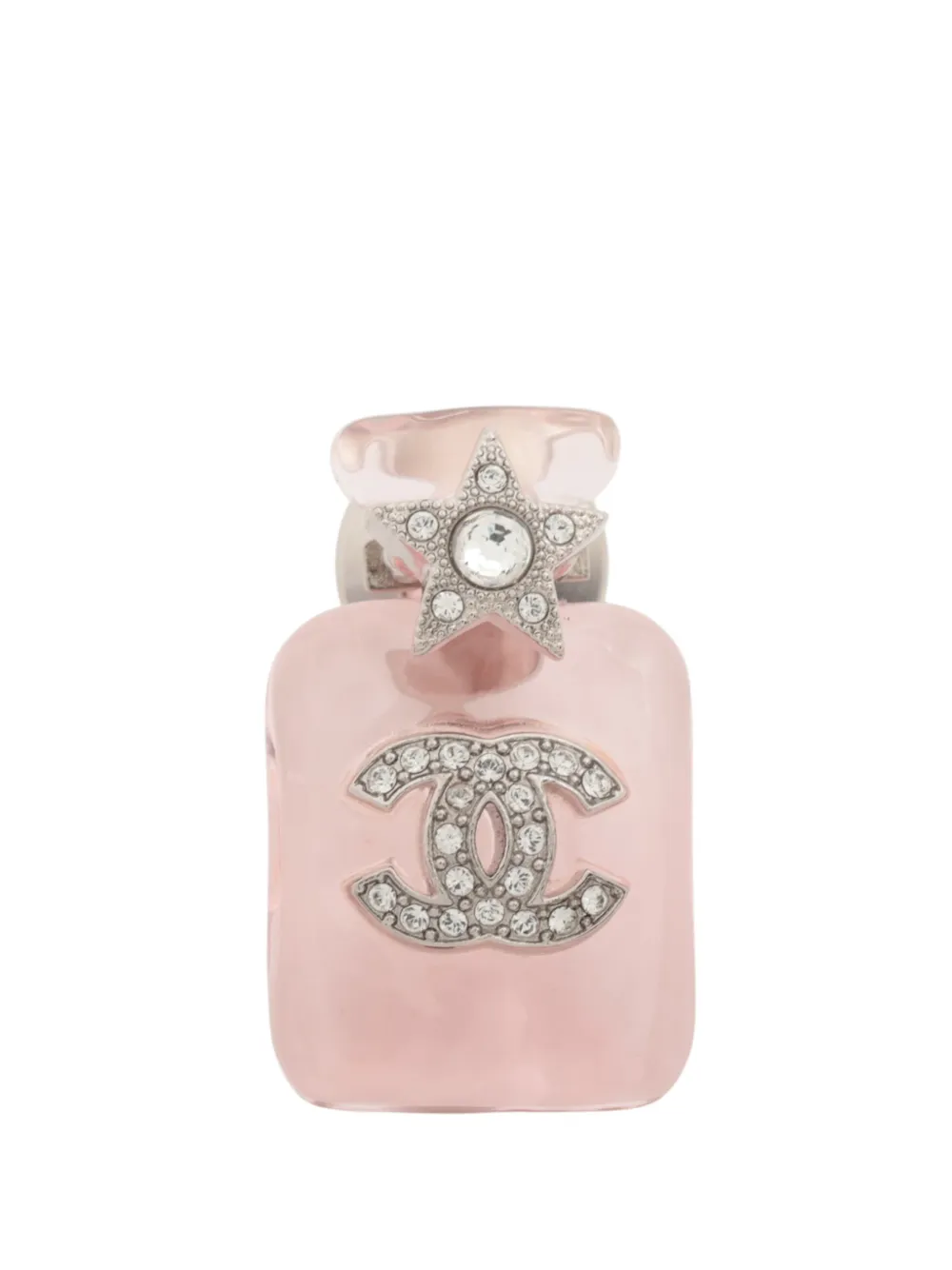 CHANEL Pre-Owned broche à logo CC en forme de flacon de parfum en résine à strass (2023) - Rose
