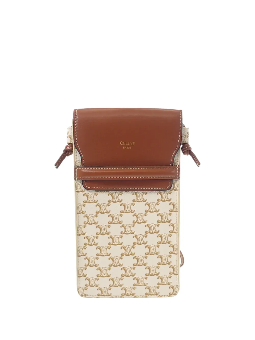 Celine Pre-Owned 2000-2026 Triomphe Coated Canvas Phone Pouch Flap crossbody bag - White