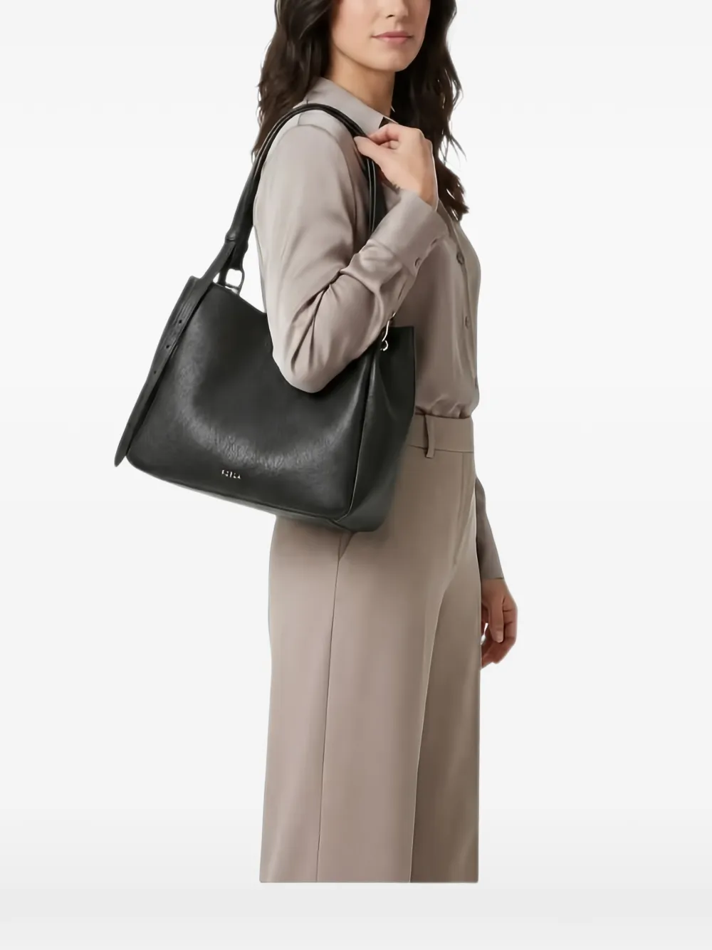 Furla grained leather shoulder bag - Nero