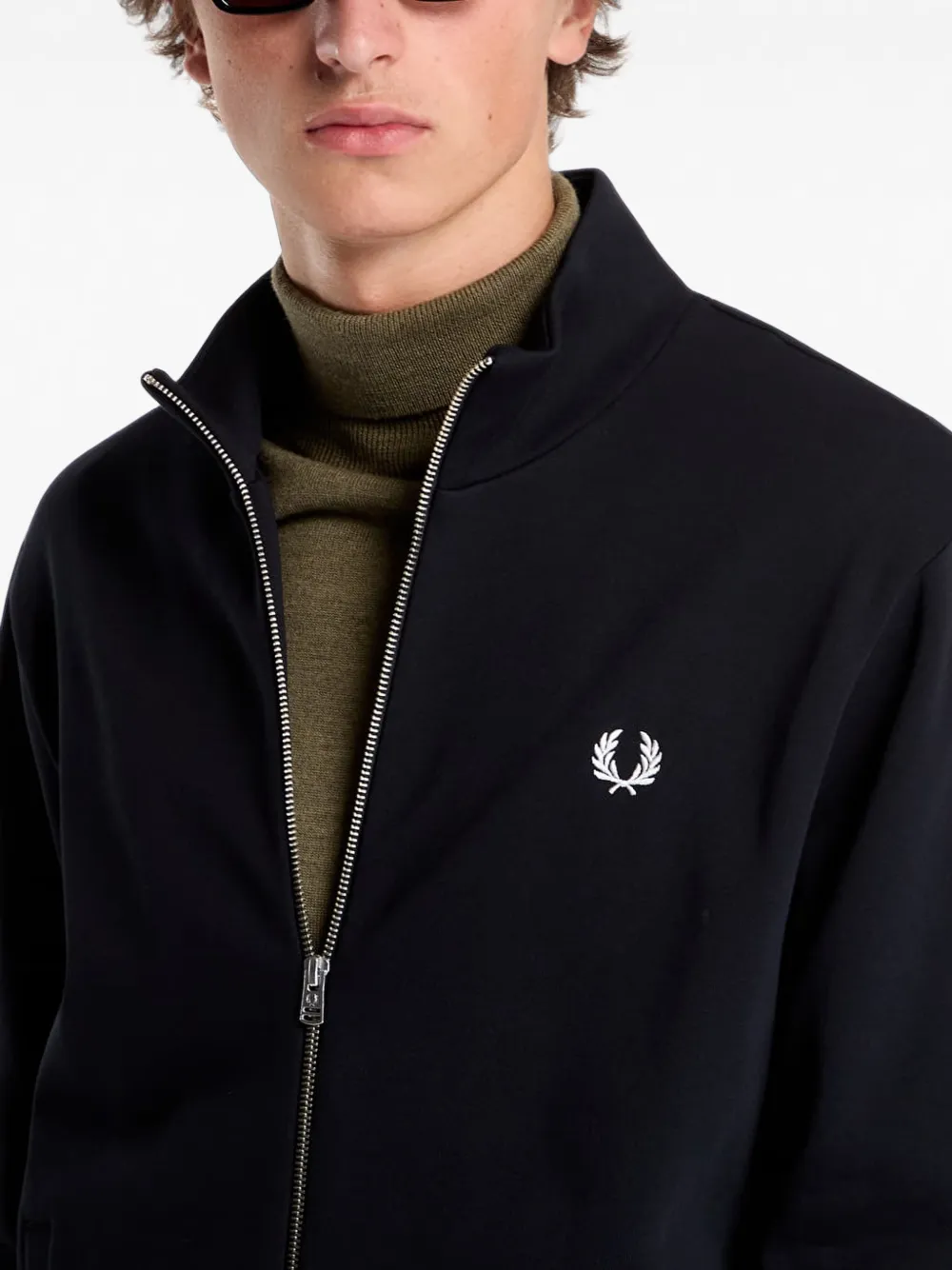 Fred Perry Sweater met rits Zwart