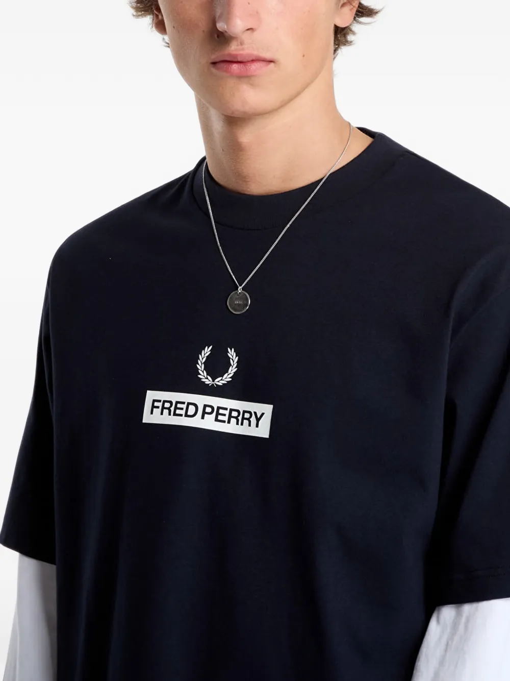 Fred Perry T-shirt met logoprint Blauw