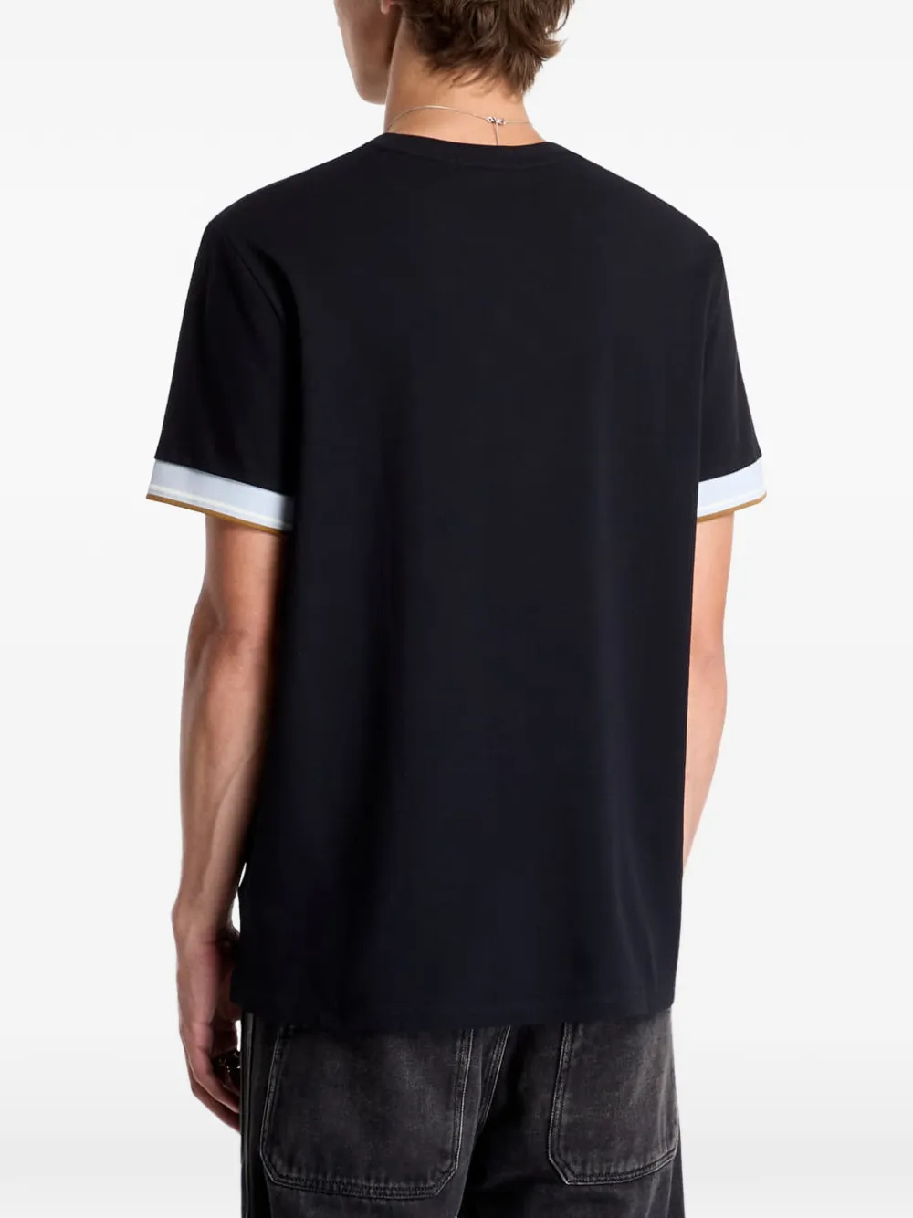 Fred Perry T-shirt met dubbel afgewerkte manchetten Zwart