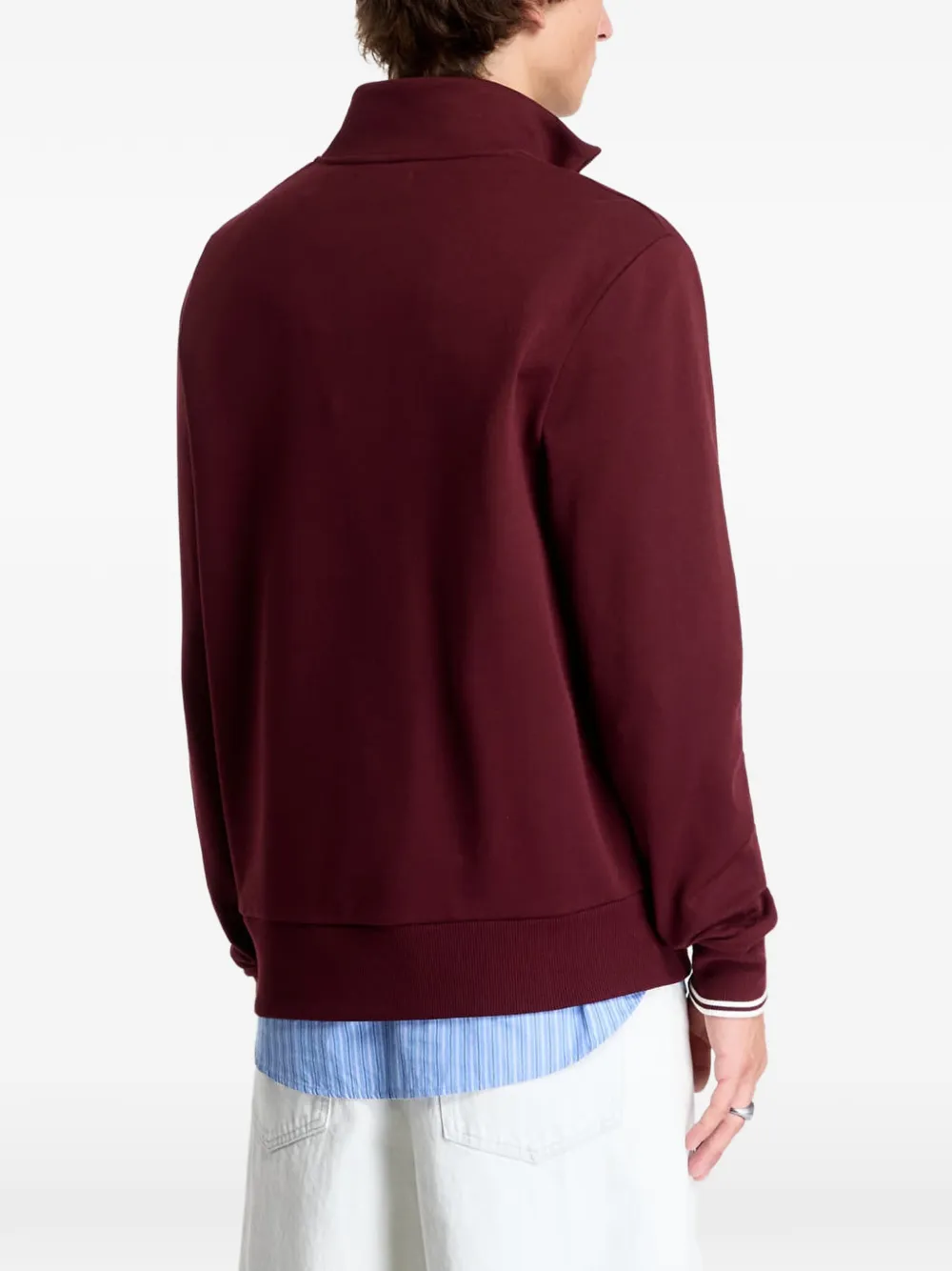 Fred Perry Sweater met halve rits Rood