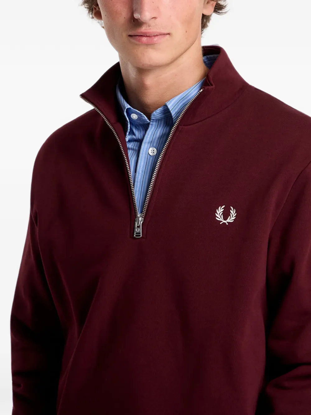 Fred Perry Sweater met halve rits Rood