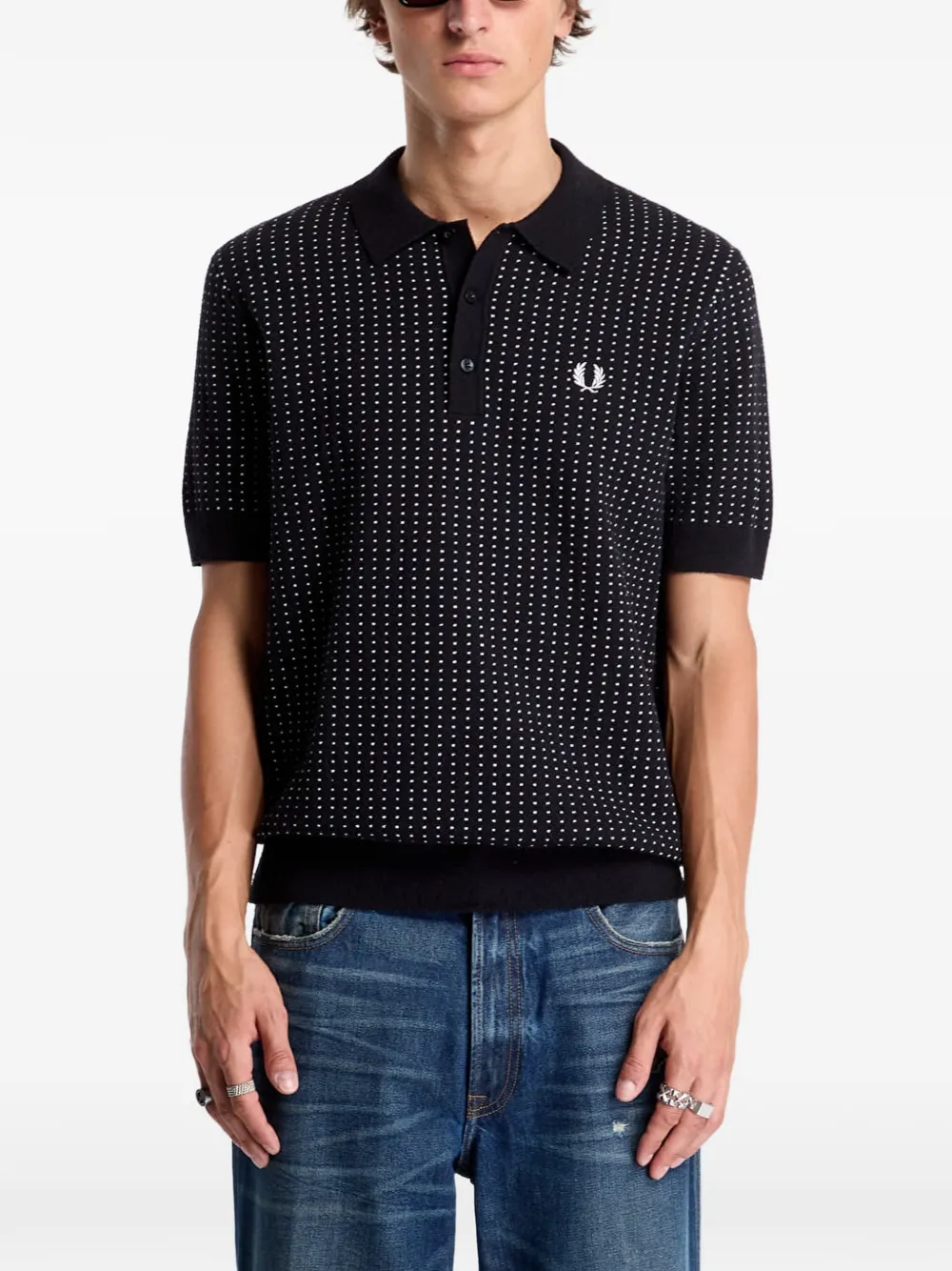 Fred Perry bouclé-dot knitted polo shirt