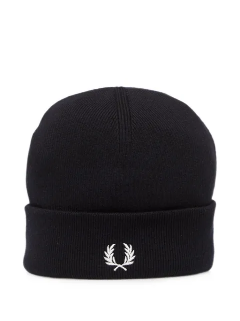 Fred Perry logo-embroidered beanie hat