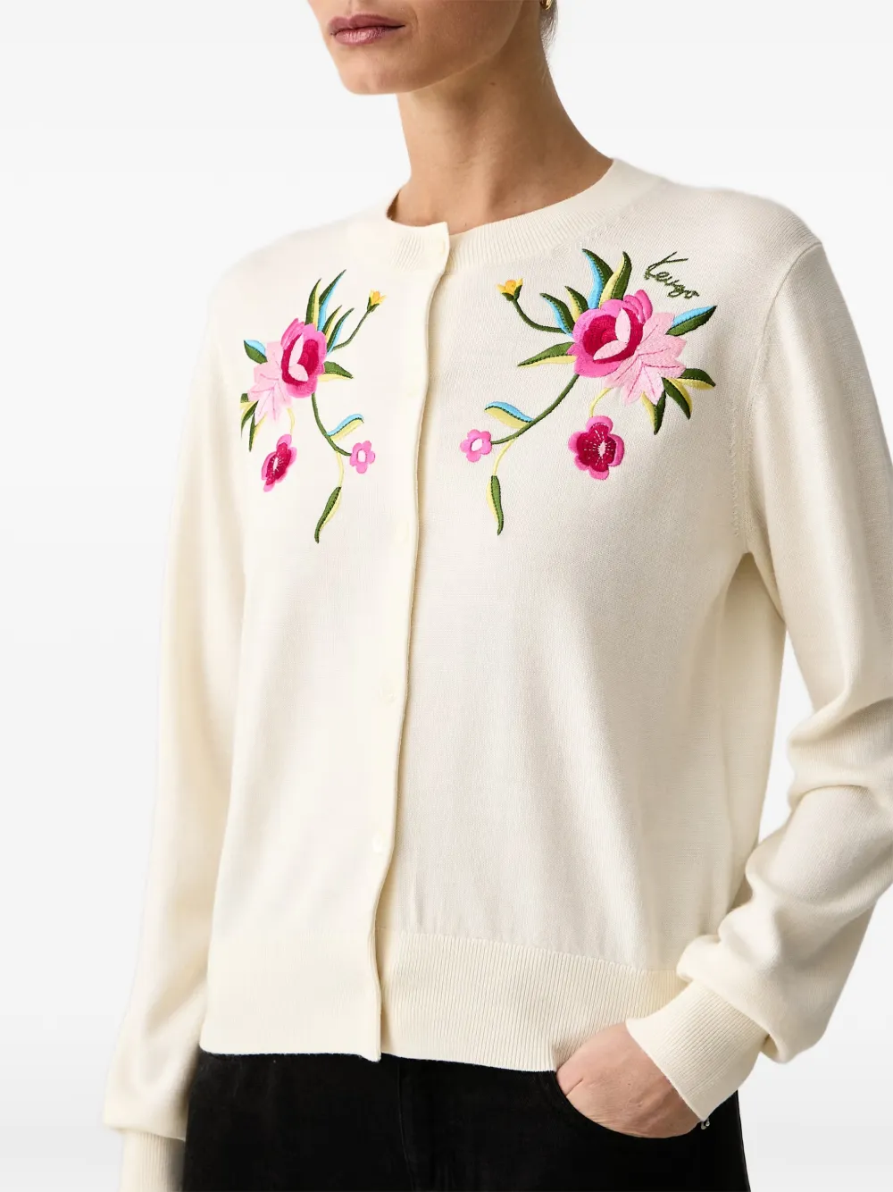 Kenzo Wildflower logo-embroidered cardigan Wit