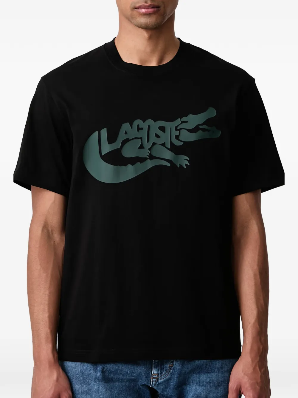 Lacoste logo-print T-shirt Zwart