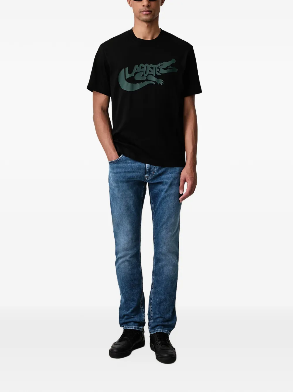 Lacoste logo-print T-shirt Zwart