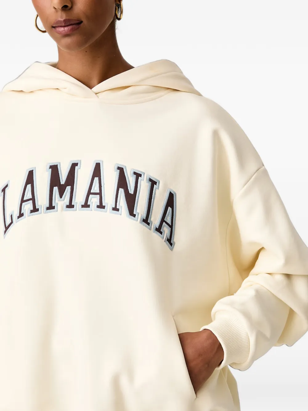 La Mania Los oversized hoodie met geborduurd logo Beige