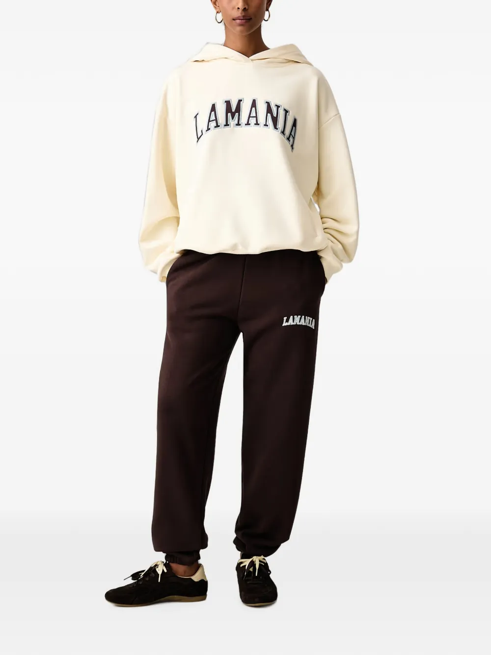 La Mania Los oversized hoodie met geborduurd logo Beige