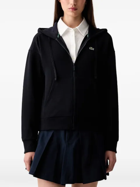 Lacoste logo-patch zip-up hoodie
