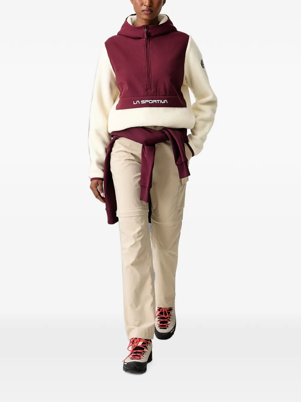 La Sportiva Guidance fleecehoodie met colourblocking Beige