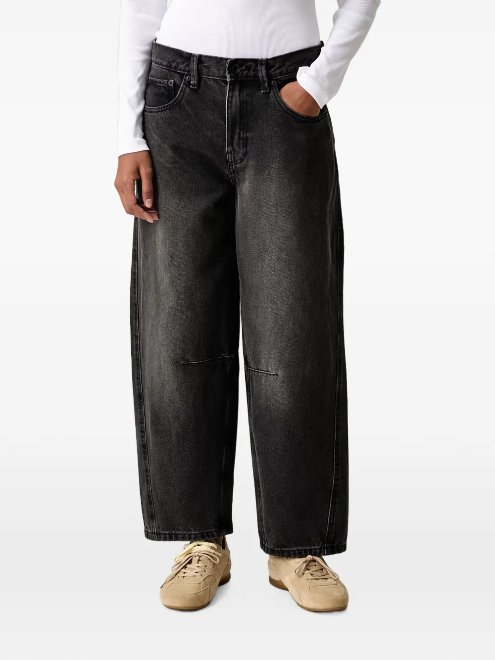 Vans Faded-effect Panelled Jeans In Grey