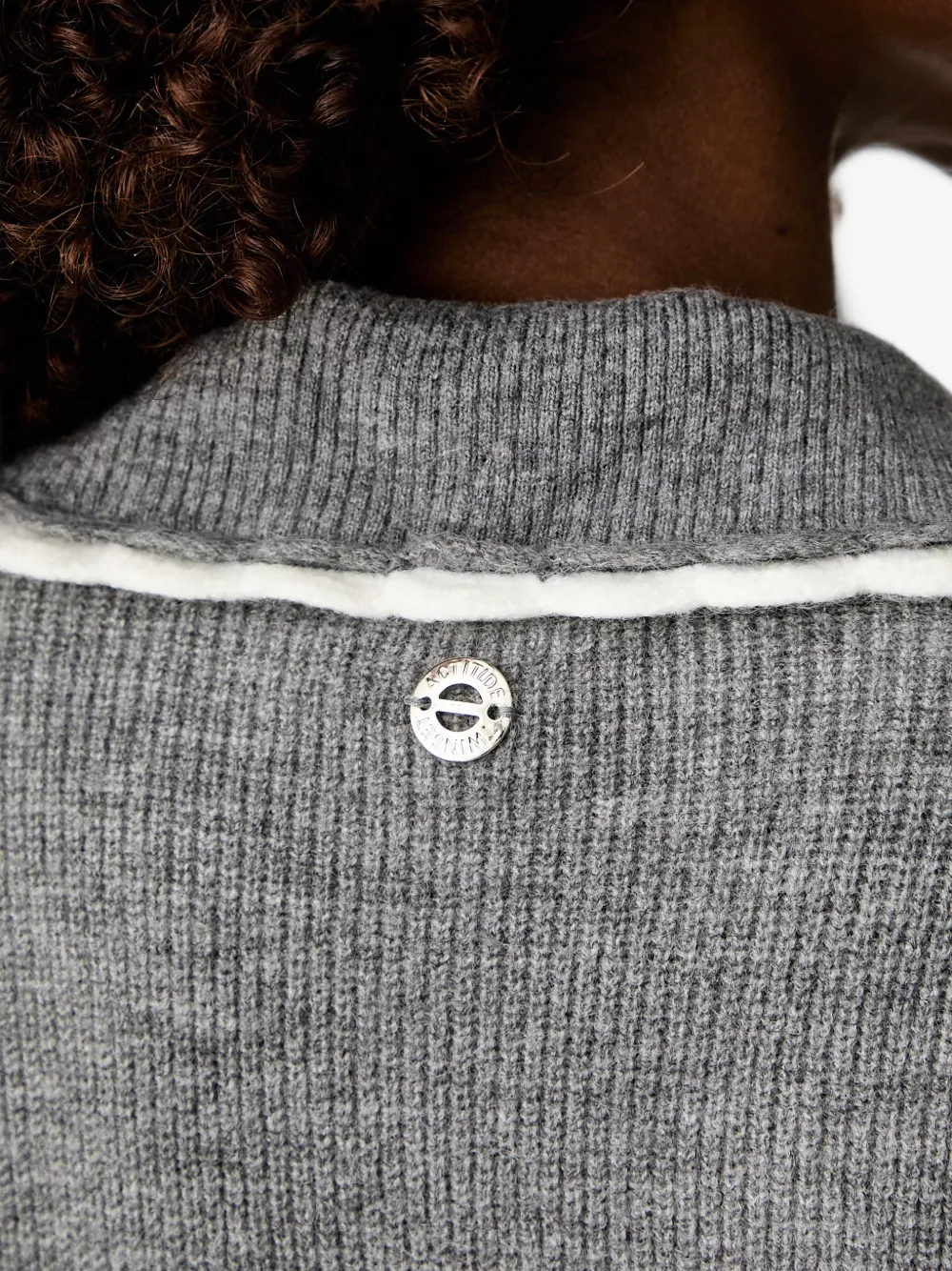 TWINSET Gebreide maxi-jurk met gehaakte kraag Grijs
