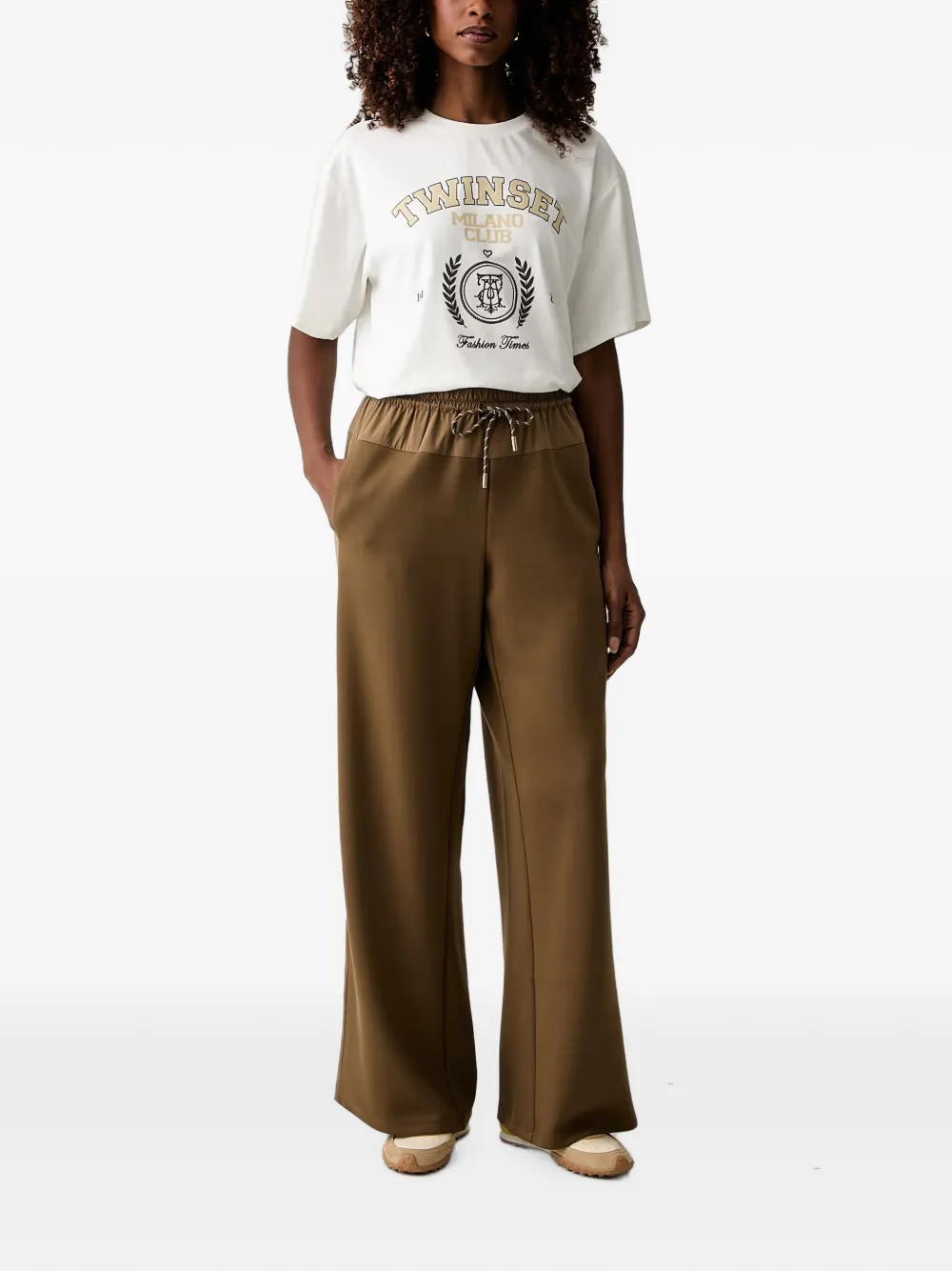 TWINSET Broek met wijde pijpen Bruin
