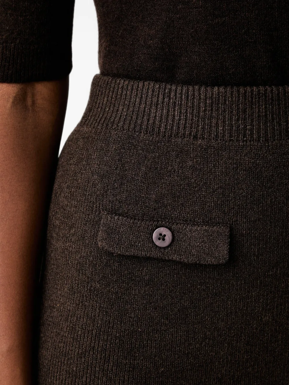 TWINSET Ribgebreide mini-rok met zakdetail Bruin