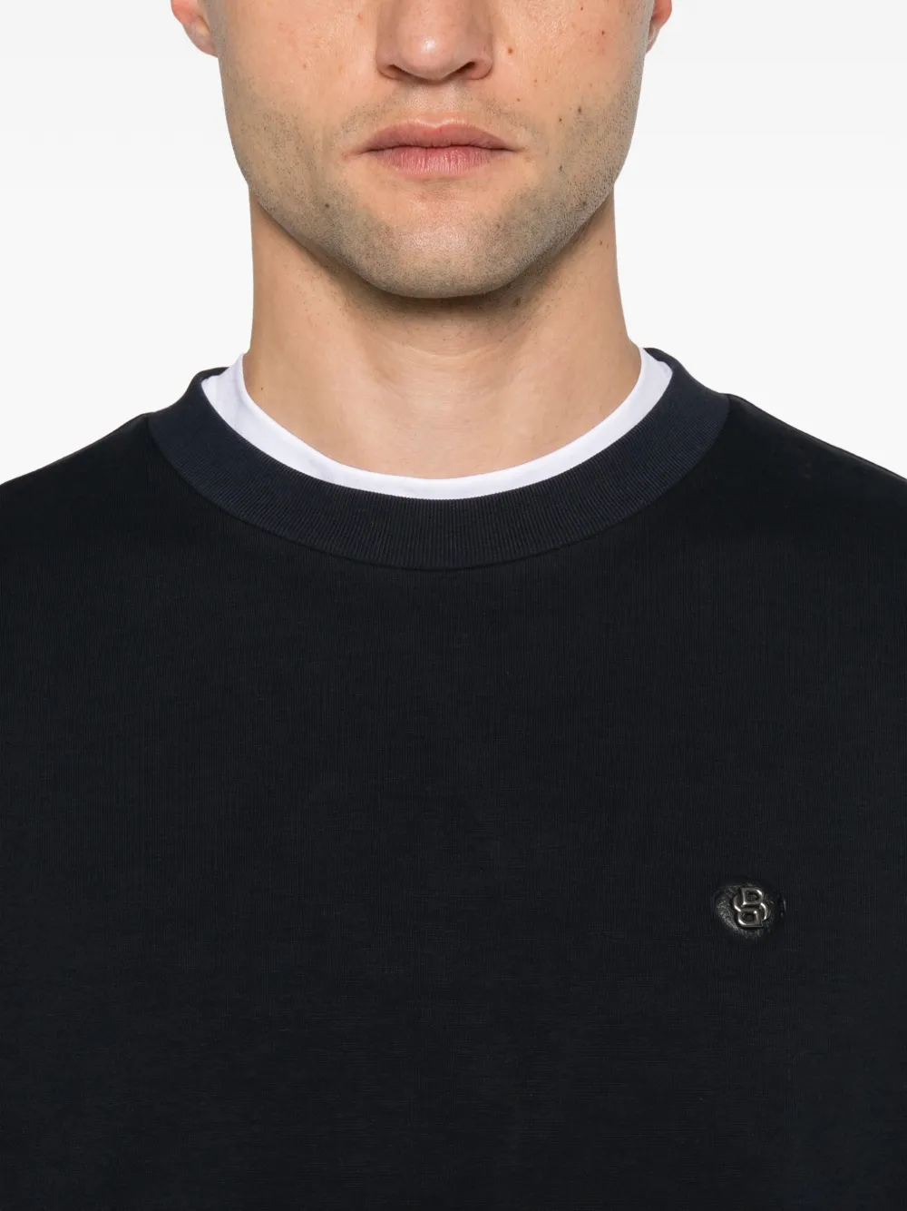BOSS Sweater met logopatch Blauw