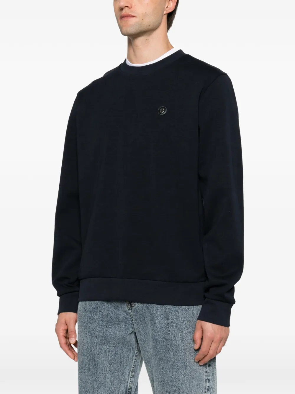 BOSS Sweater met logopatch Blauw