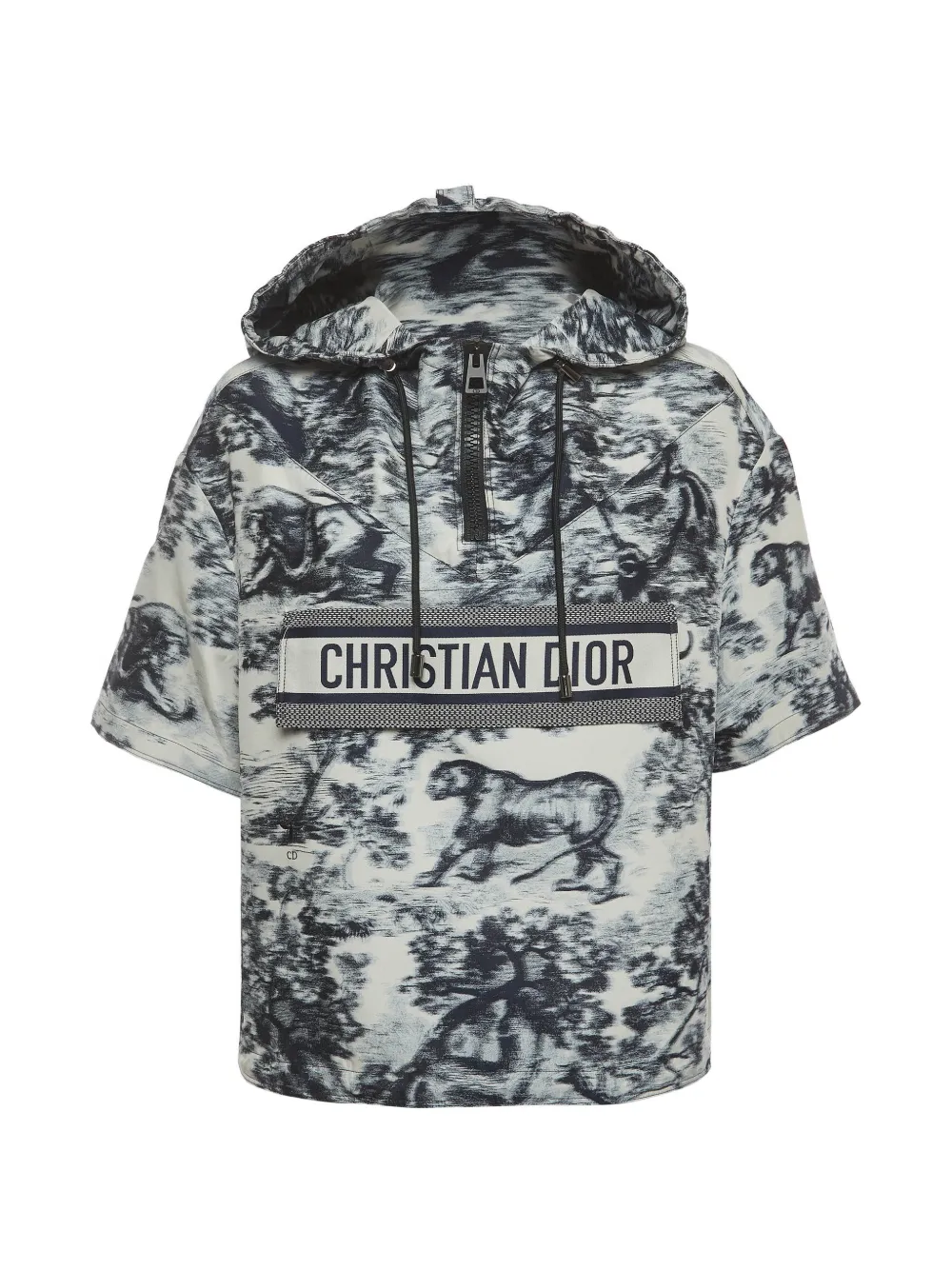 Christian Dior Pre-Owned Toile de Jouy oversized short-sleeve hoodie - Nude