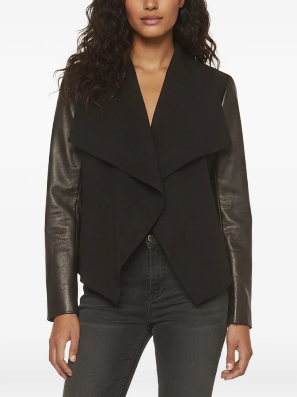 DVF Diane von Furstenberg Olympia leather-panelled jacket - Nero