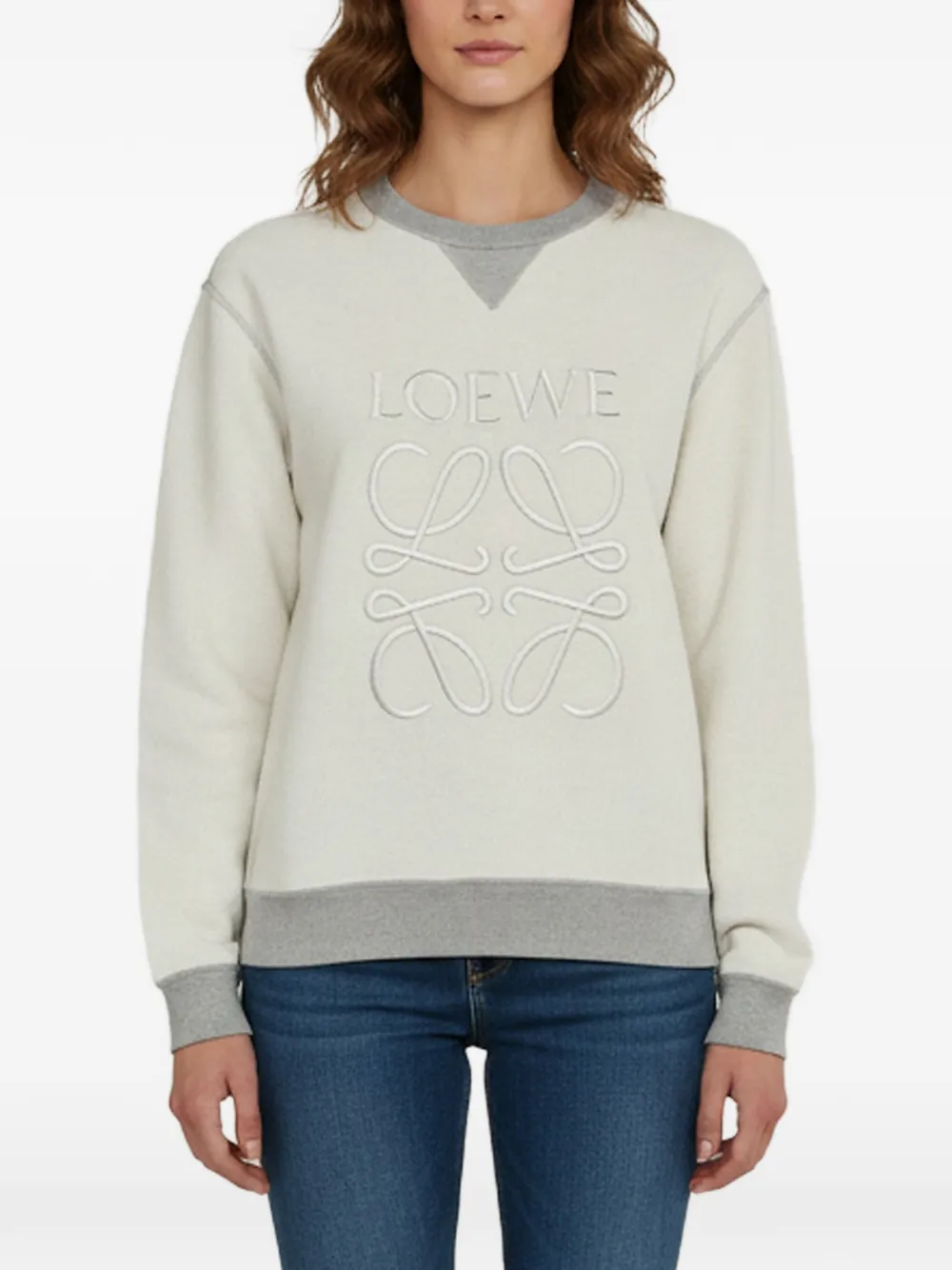 Pre-owned Loewe Anagram Embroidered Sweatshirt In Grey