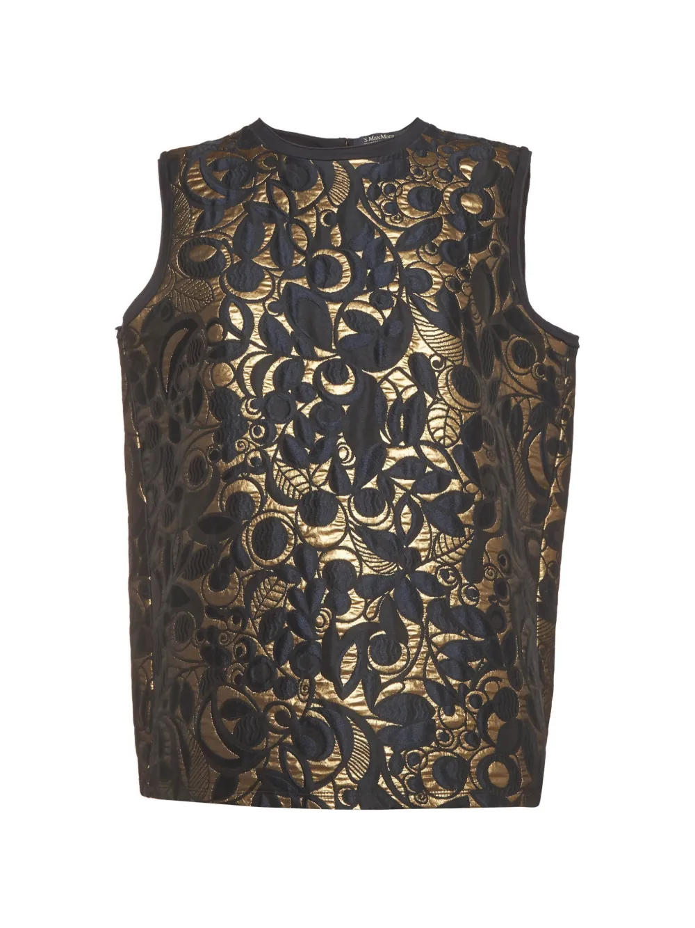 Pre-owned S Max Mara Floral Jacquard Sleeveless Tunic Top In Blue